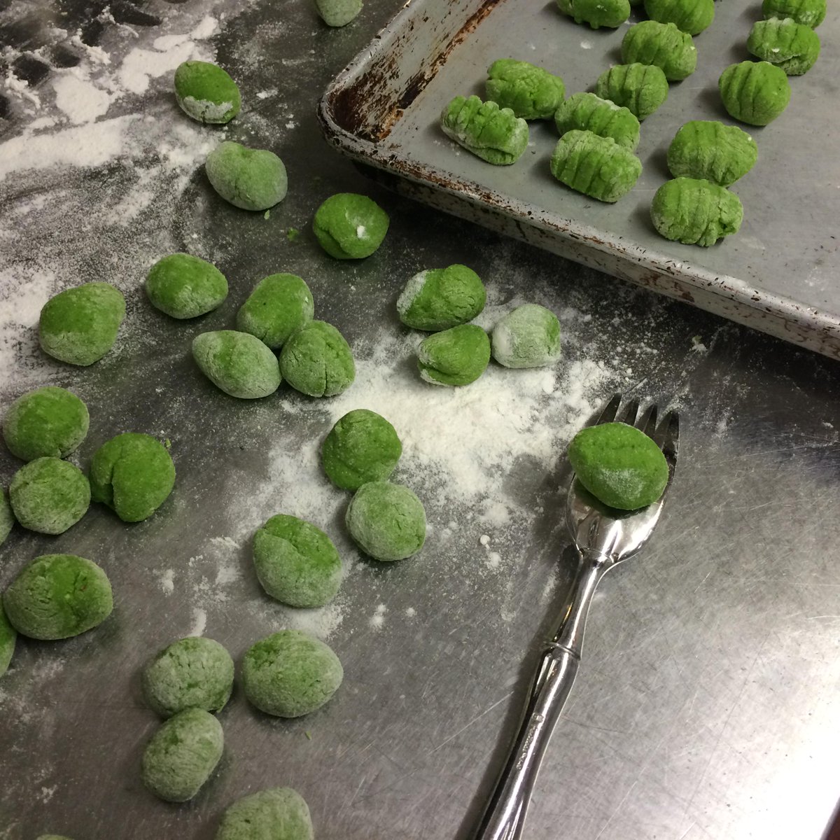 chefdstandridge's tweet photo. Healthifying Gnocchi at cafe clover! Kale gnocchi with black trumpets, frilly mustard, and biancetto truffles. http://t.co/b4IMvtK7W4