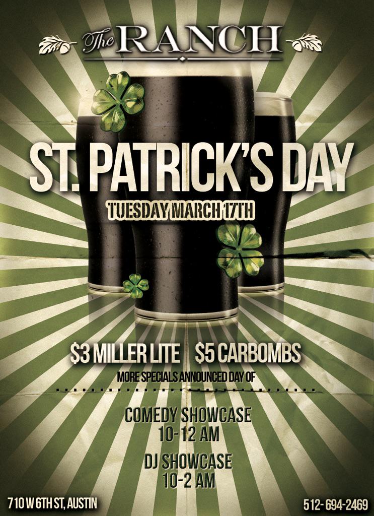 Doors open at 12:30 so come get your Irish on! Comedy and DJ showcase late night!