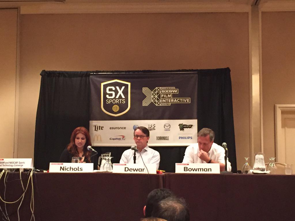 SpencerKitley's tweet photo. We are underway at #sxsports w/ @Rachel__Nichols, NASCAR COO @brentdewar &amp; @mlbam CEO Bob Bowman. #SXScribble #SXSWi http://t.co/KQCo4VG7pF
