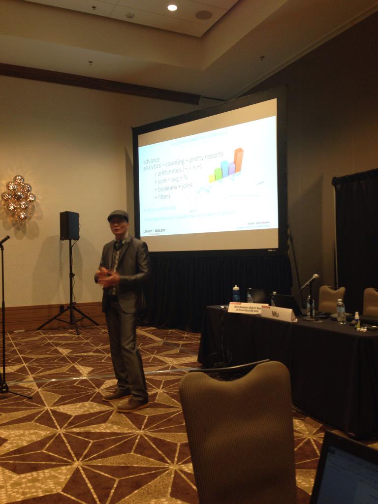 BryanPerson's tweet image. #BigDataWS @Mich8elWu explaining descriptive analytics at #SXSW.