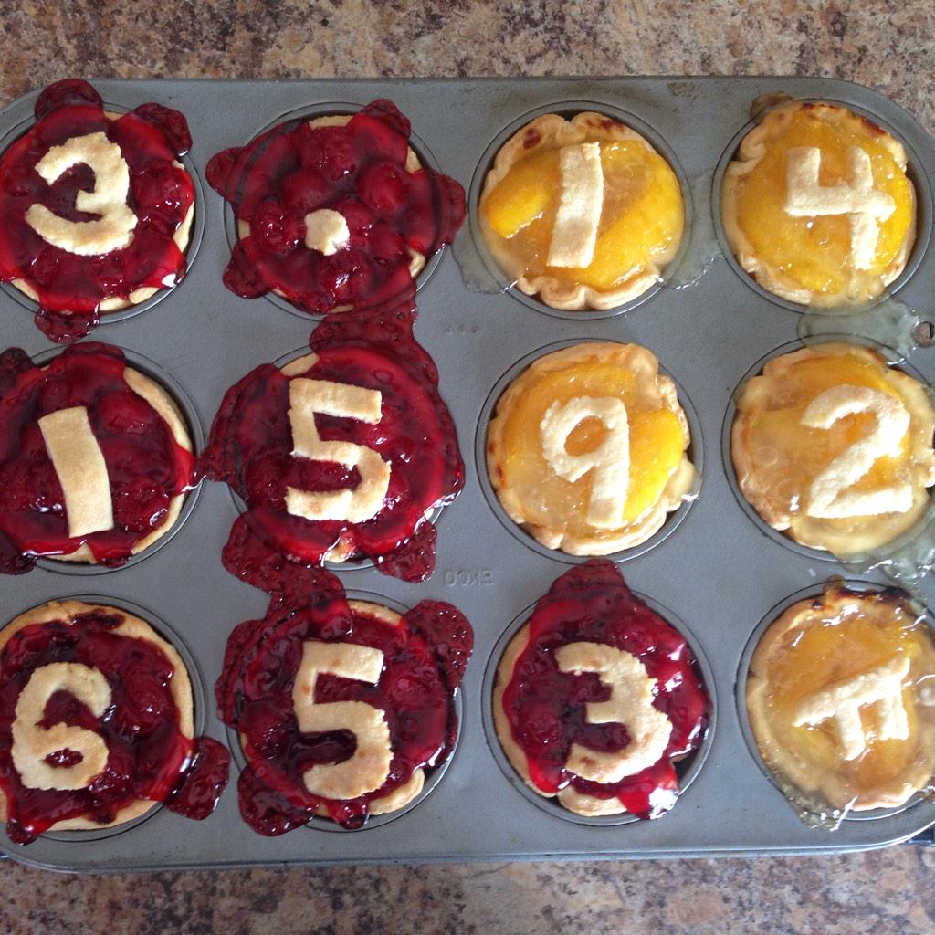 EWilmeth's tweet photo. Happy Pi Day! Muffin sized pie means I can eat multiples without feeling bad right? #PiDay http://t.co/1iT5YRIulm