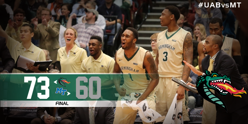 UAB_MBB's tweet photo. Put on your dancing shoes Birmingham, we are going to the NCAA Tournament! UAB wins 2015 C-USA Championship, 73-60! http://t.co/J2a0h9iKoT
