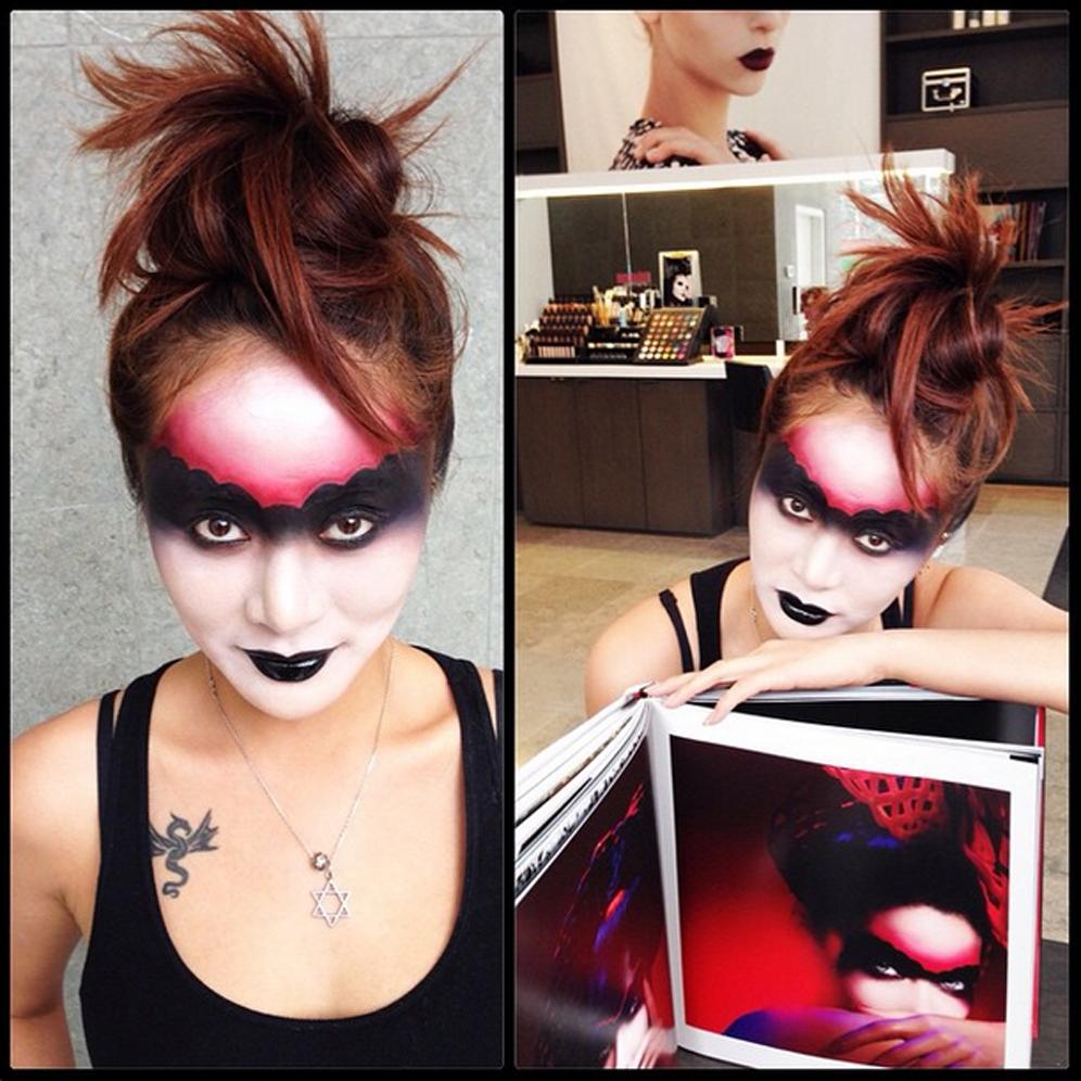 Q Talent Leader Jaylene recreated a look from #FrancescaTolot's inspiring book #Onewoman100faces! #kabuki #playtime