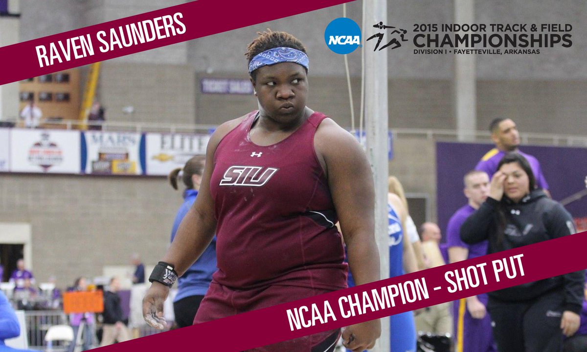 Saluki Track & Field (@siu_trackxc) on Twitter photo NCAA CHAMPION! Congrats to Raven Saunders, 2015 NCAA Women’s Shot Put Champion! #Salukis #NCAATF NCAA CHAMPION! Congrats to Raven Saunders, 2015 NCAA Women’s Shot Put Champion! #Salukis #NCAATF