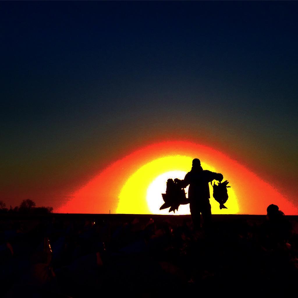 waterfowltalk's tweet photo. The sun sets on another good day #makingapile Photo taken by @rebelfowlkiller http://t.co/rAnbD2LTEz
