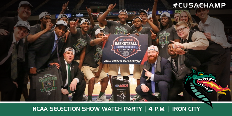 UAB_MBB's tweet photo. WATCH PARTY INFO: UAB to host NCAA Selection Show Watch Party at Iron City Sunday. Read more: http://t.co/AILg9o7ZOx http://t.co/GUm7HEQioO