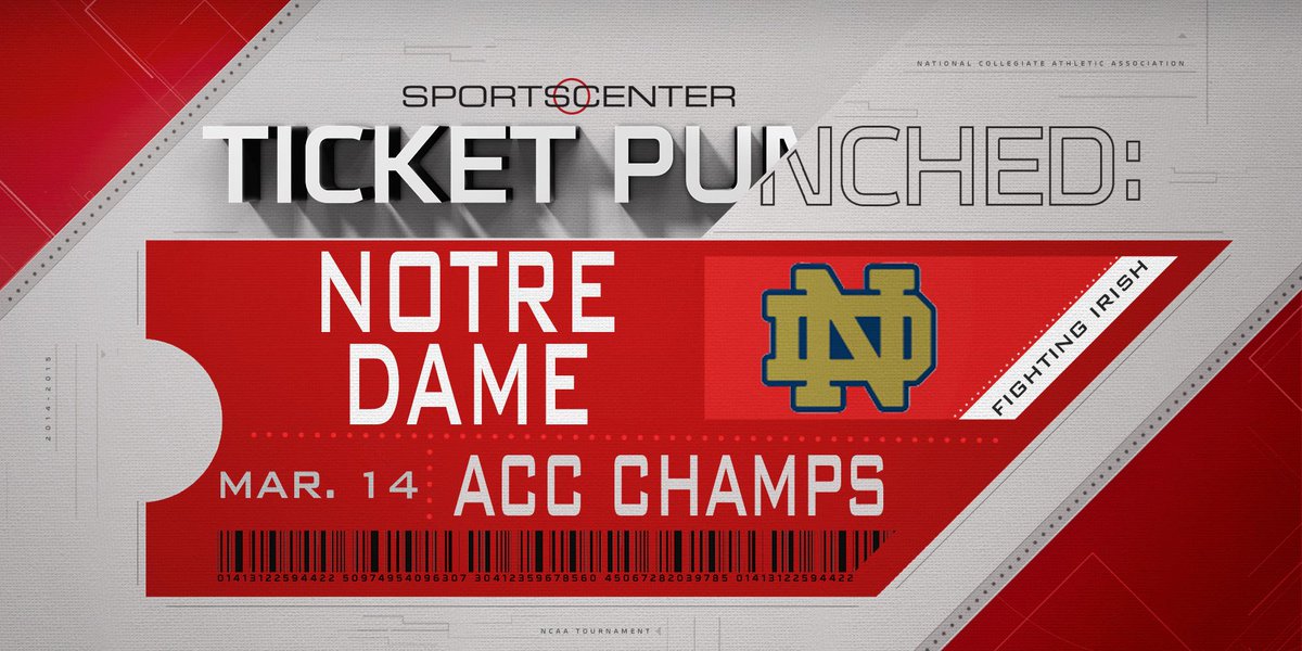 SportsCenter's tweet photo. Notre Dame is the ACC Tournament champion! Irish knock off Duke in the semis and UNC in the Finals to take the title. http://t.co/XCH0UzDXjL