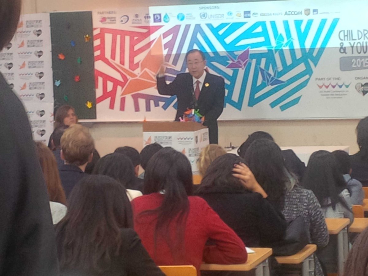 UN_Spokesperson's tweet photo. #UNSG urges young people to become global citizens @UNMGCY #WCDRR #ActionOnDisasters #Sendai http://t.co/j19Do1zddw