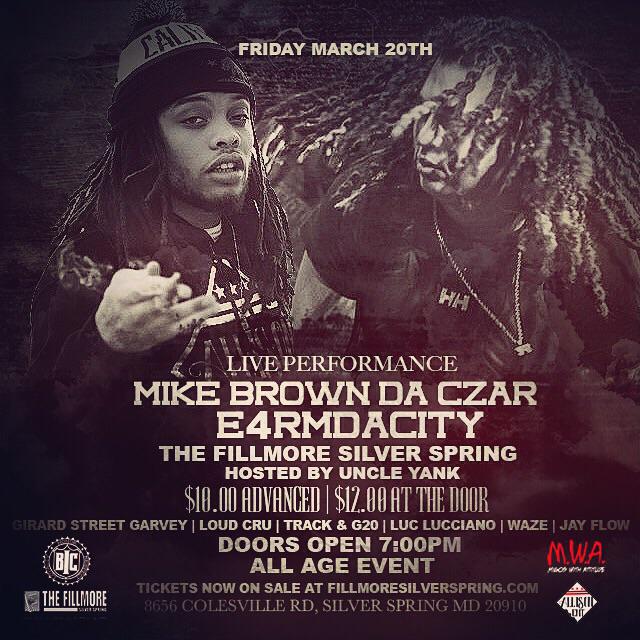 DJAnonymousDC's tweet photo. @MIKEBROWNDACZAR next week @TheFillmore http://t.co/s9ObSsPqGh