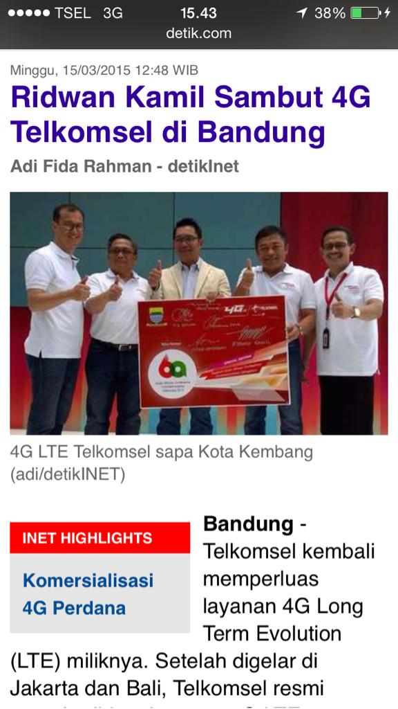 Ridwan Kamil Sambut 4G Telkomsel di Bandung via <a href="/detikcom/">detikcom</a> inet.detik.com/read/2015/03/1… #untukBandung