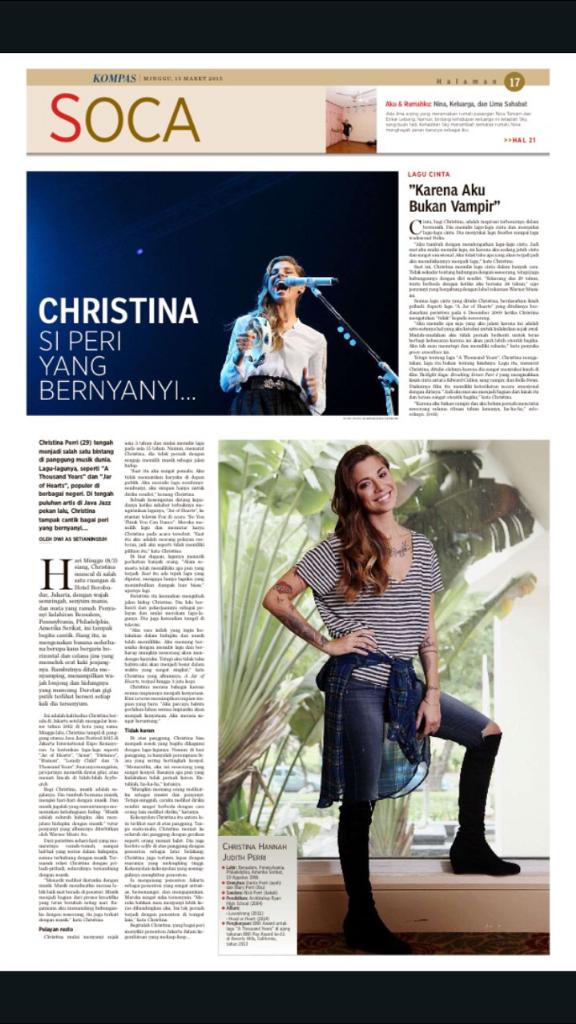 WarnerMusicID's tweet photo. biar lengkap, baca artikelnya di Kompas hari ini :) "@cbs101fm: #nowplaying @christinaperri - HUMAN  #SoftnSweet" http://t.co/QXlZ4doqmO