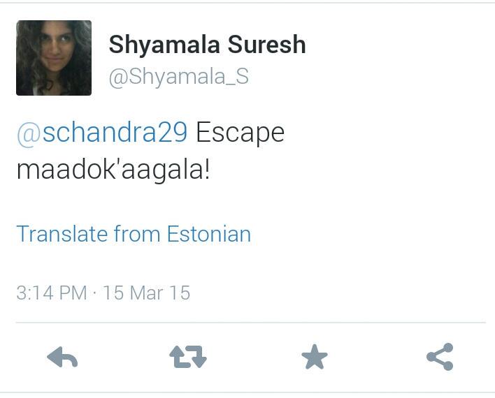schandra29's tweet photo. @Shyamala_S Madam, I am not be able understand Estonian. Naale banni dayvittu http://t.co/oNki5TjPby