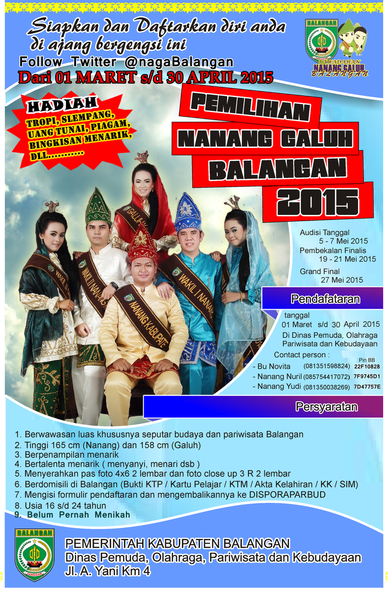 yuk Daftar NAGA BALANGAN 2015, 01 Maret s/d 30 April 2015 <a href="/visitkalsel/">#visitkalsel</a> <a href="/HabarBalangan/">Habar Balangan</a> <a href="/inagakalsel/">DUTA WISATA KALSEL</a>
