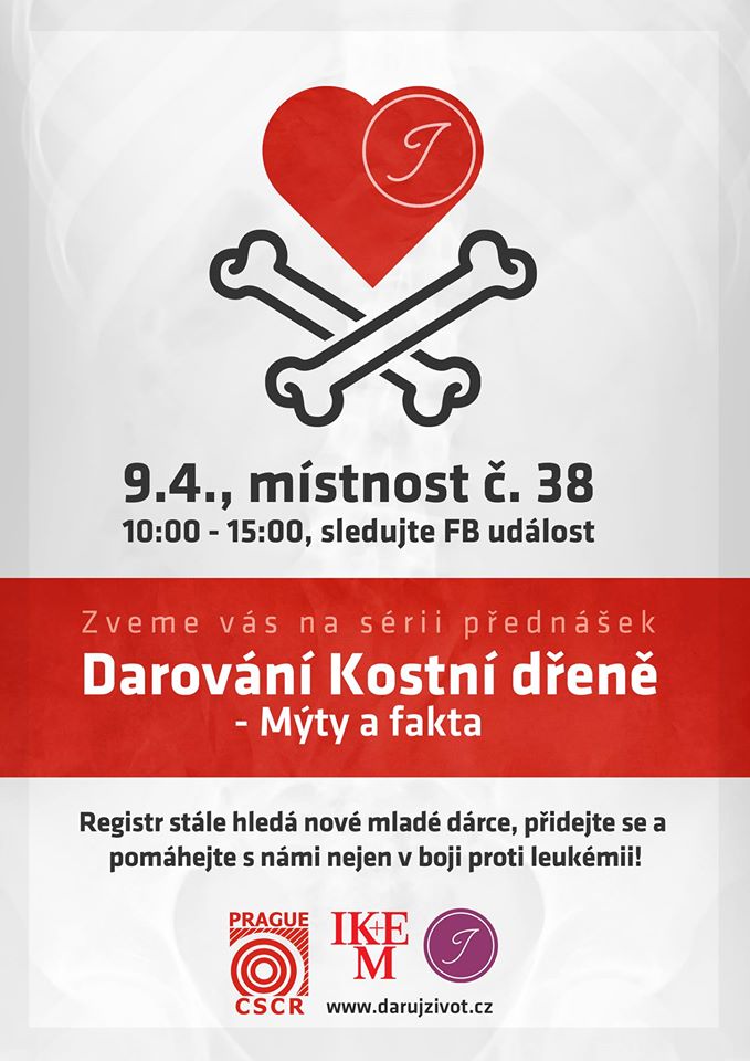 Dále si dovolujeme upozornit na informační přednášky o darování kostní dřeně, které proběhnou na fakultě v úterý 9.4.