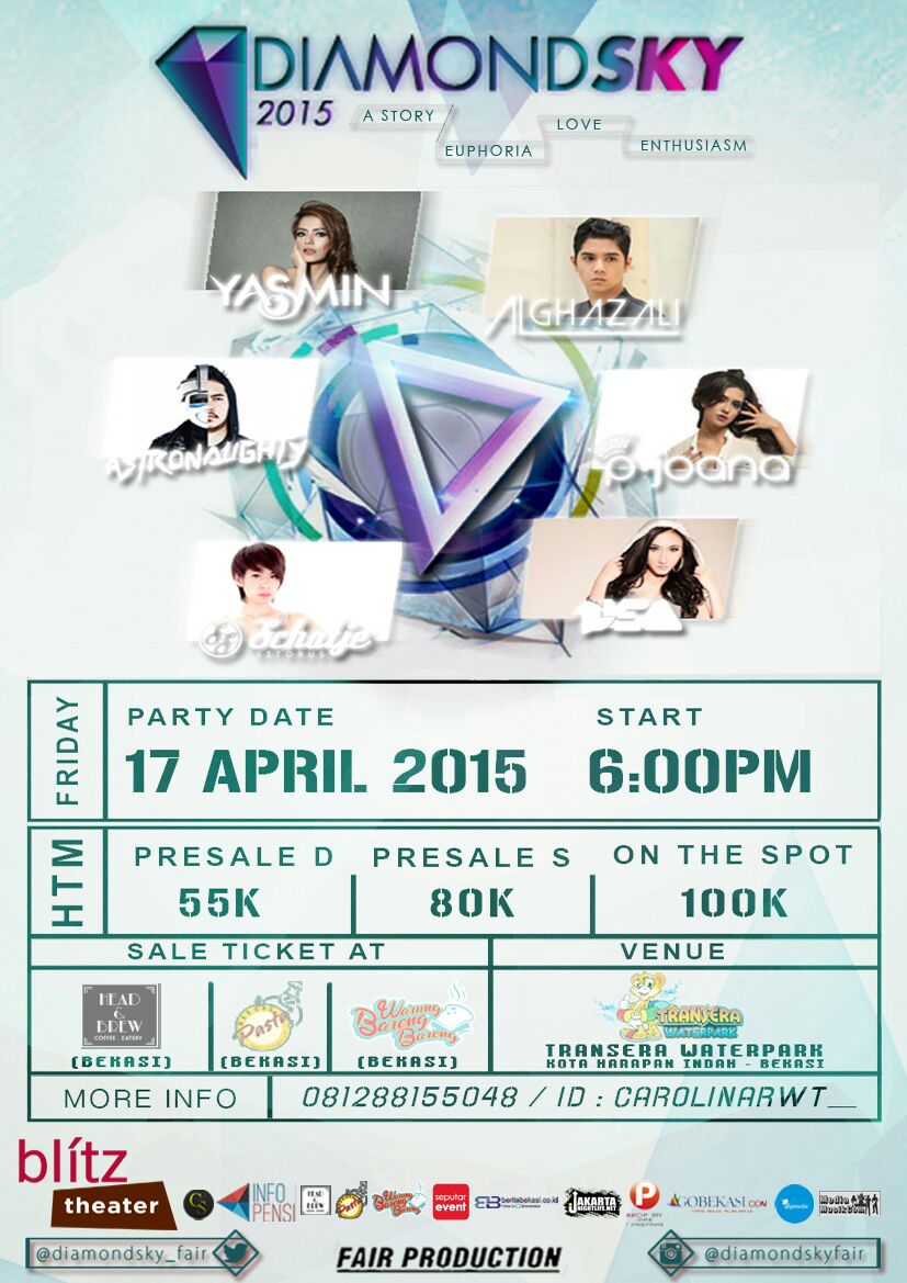 #SOON April'17th <a href="/diamondsky_fair/">Diamond Sky</a> at #TranseraWaterPark Bekasi w/ <a href="/dj_yasmin/">Fahria Yasmin Baladraf</a> <a href="/pjoana/">Princess Joana</a> <a href="/dmustakira/">DMUST/ΛKIRA</a> <a href="/alkohler7/">Al Ghazali Köhler</a> Start 6PM