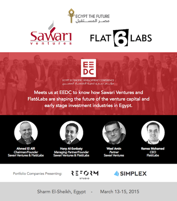 Flat6Labs's tweet photo. Meet our team members at #EEDC2015 @AOAlfi @HanySonbaty @waelamin @ramezm and startups @StudioReform &amp; @SimplexCNC http://t.co/J4DuRR8uKC