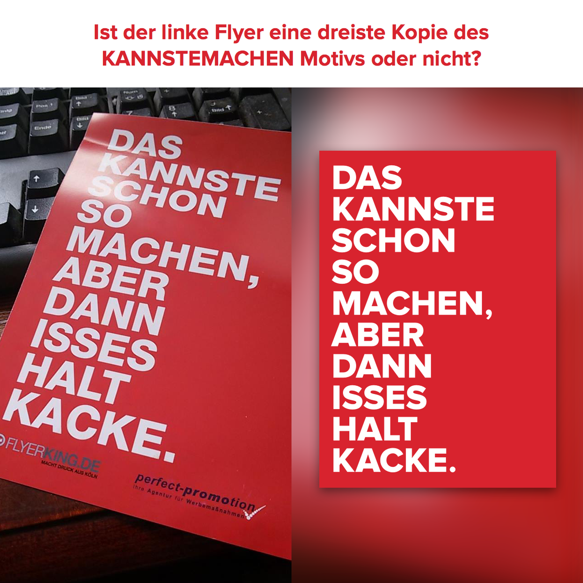In #Köln liegt dieser Werbeflyer von  <a href="/FLYERKING_DE/">FLYERKING</a> und Perfect Promotion aus. Kopie oder nicht? #kannstemachen