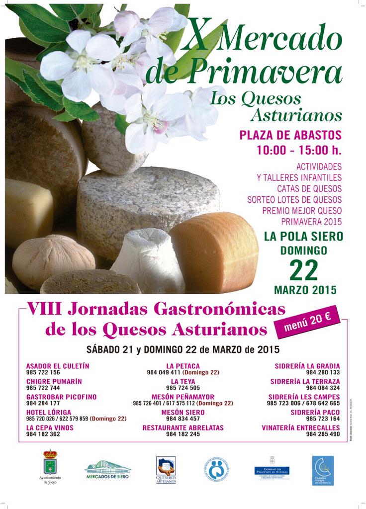 SiturSiero's tweet photo. El domingo 22 de marzo, X Mercado de Primavera: Los #quesos #asturianos en la Plaza de Abastos de La Pola Siero http://t.co/KPpGSDu8gD