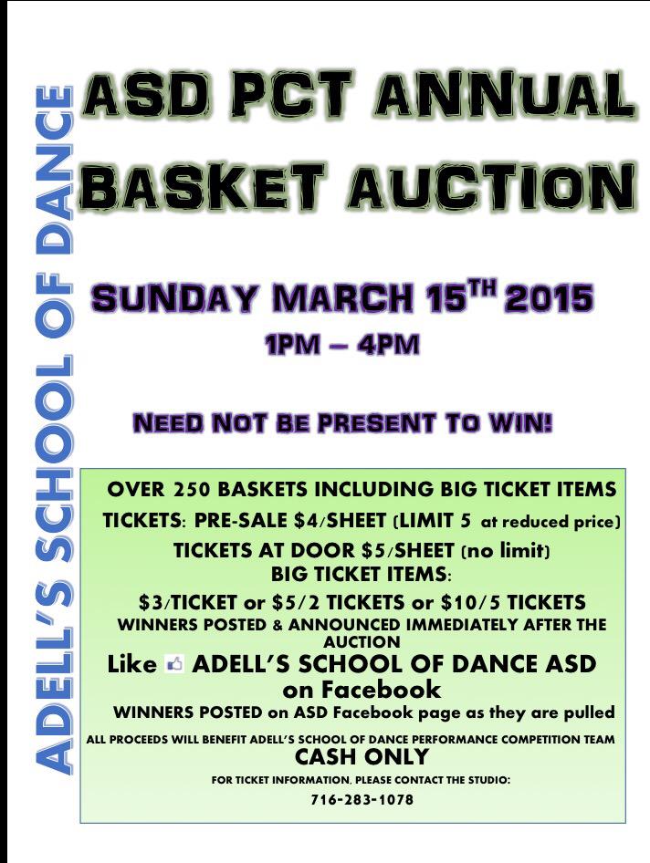 Join us today for our annual Basket Auction. Over 200 baskets! Need not be present to win! 1-4pm