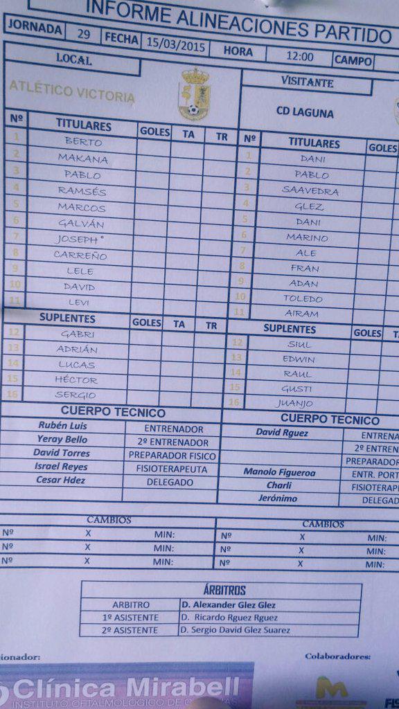 DaniCerdena's tweet photo. Alineaciones: #AtVictoria vs @CDLAGUNASAD. @DejenseVer http://t.co/oBcLP0Gf5S