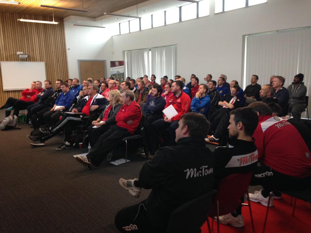 RichwilliamsWFT's tweet photo. Great turn out @DragonParkNFDC today for the @WelshFootballT Gwent Grassroots Coaching Conference http://t.co/5I6eVPTfx1