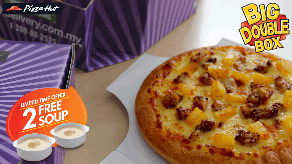 pizzahutmsia's tweet photo. Order a #BigDoubleBox today &amp; get 2 FREE soups! Get yours today @ http://t.co/aK8M5yefUZ :D http://t.co/HPulR3hfoC