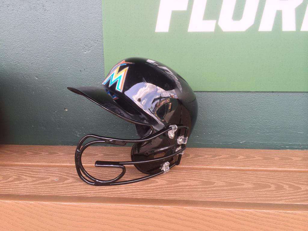 StephaniaLBell's tweet photo. Not only will Giancarlo Stanton wear this helmet he helped design for protection, he'll look ultra cool doing it... http://t.co/PHvtmOFkbv