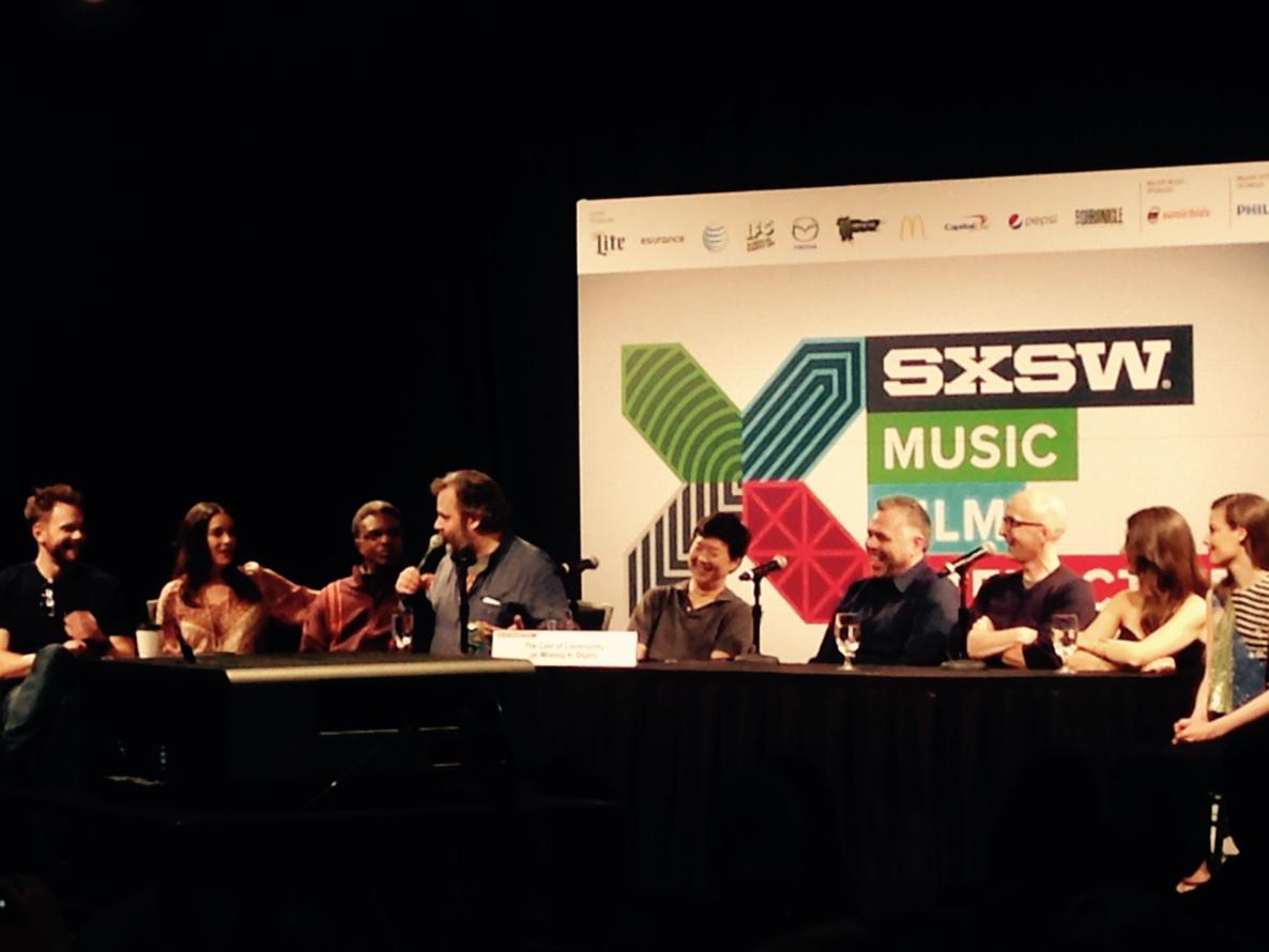 franklinavenue's tweet image. The entire @communitytv cast plus @danharmon and @cpmckenna here at #SXSW