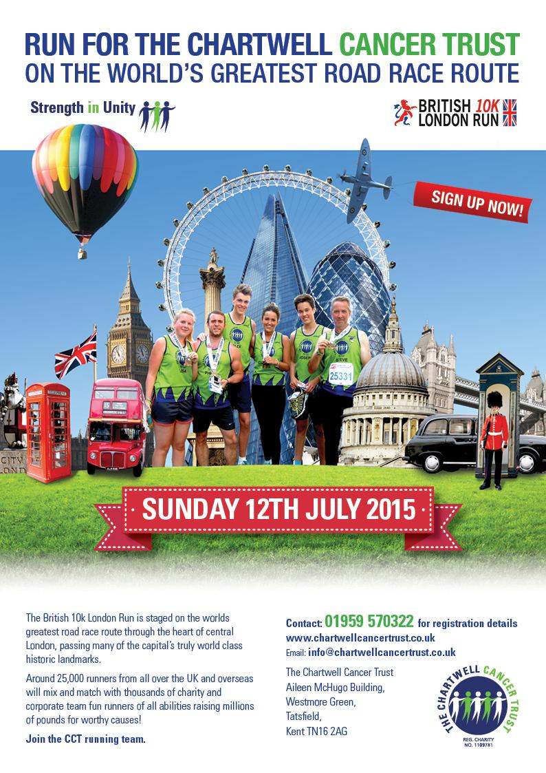 RUN 10K FOR THE CHARTWELL CANCER TRUST ON THE WORLD'S GREATEST ROAD RACE ROUTE! #chartwellcancertrust #british10krun