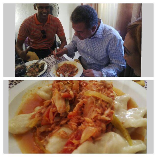 SPM-LEONEL: Domplin Con Bacalao comió Leonel en casa de la Dra Vicenta Santana, en San Pedro de Macoris/HOY15/03/2015