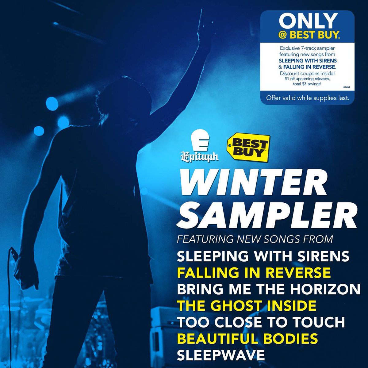 epitaphrecords's tweet photo. $1.99 at @BestBuy! Coupons for @SWStheband #Madness &amp; @FIROfficial #JustLikeYou + has @bmthofficial #Drown on the CD! http://t.co/Kqte1LG71V
