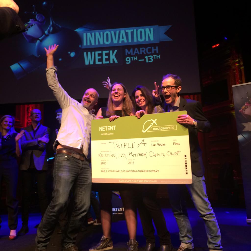 antonkse's tweet photo. This years winners at @NetEntOfficial's Innovation Week. Bon voyage! #NetEnt #NetEntIW http://t.co/4XmP5kceWz