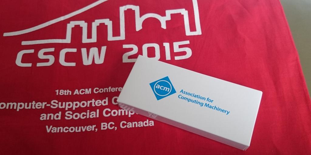 LSPollack's tweet image. If there was an award for best conference freebie, I&apos;d nominate @ACM_CSCW. #cscw2015