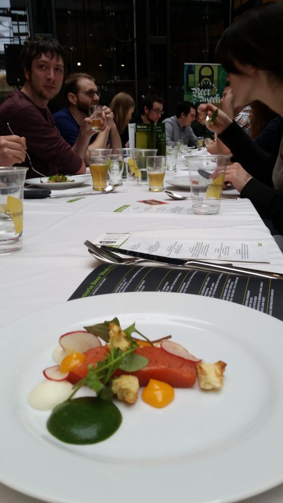Gladstone_Beer's tweet photo. Yum! Delicious alder smoked salmon from @olo_restaurant @olo_restaurant with our Belgian Single at #vbw2015 http://t.co/wg65YO72jq