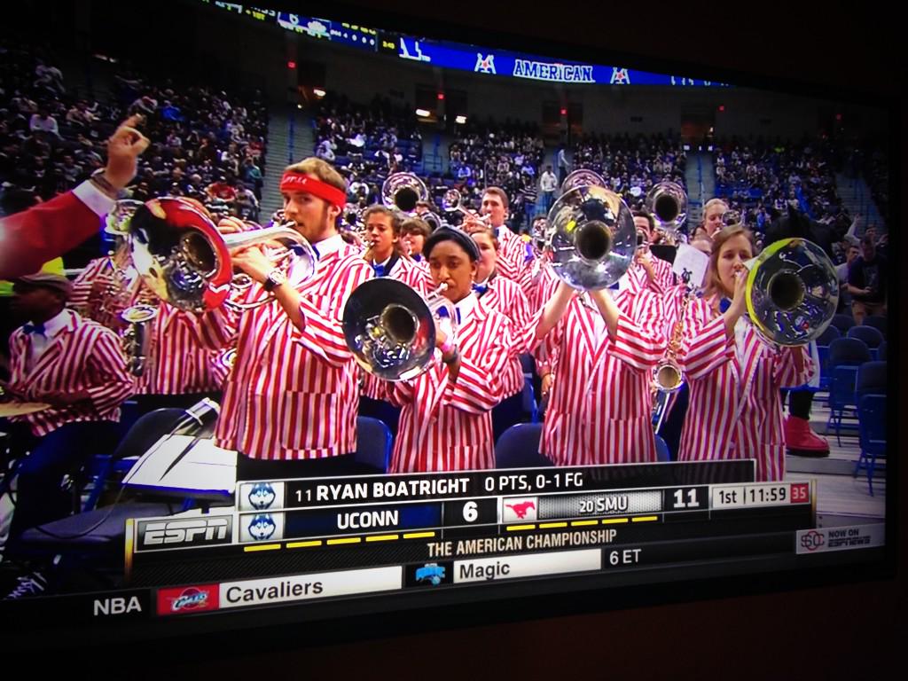 DiamondMClub's tweet photo. The uniform is called the "Peruna Pete." Buzz em up @SMU_MustangBand and #BTHOOuconn #bestdressedband http://t.co/UVhB6pEjSD