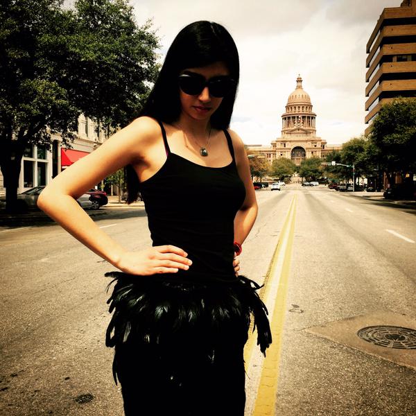 postandpaperSF's tweet photo. Parsons student @birceozkan makes high fashion wearable skirt that acts as compass, via @TheNewSchool #SXSW @smrtgrls http://t.co/Dpet123rQG