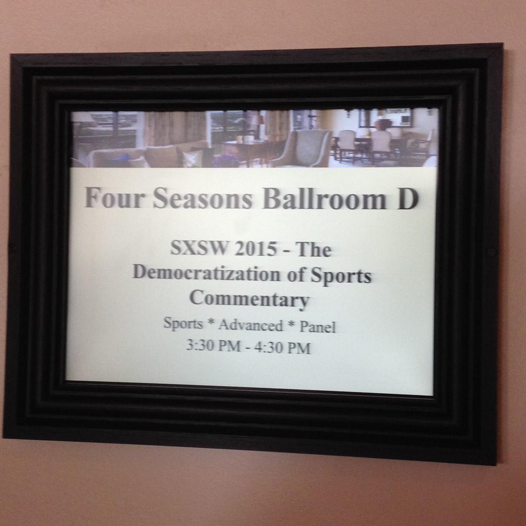 franciscoprat's tweet photo. Game time.
Democratization of Sports Commentary.
#sxsports http://t.co/eBa46nNYvY