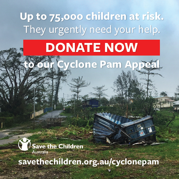 savechildrenaus's tweet photo. With thousands of children at risk, we urgently need your help as the largest NGO responding to #CyclonePam. Pls RT http://t.co/W9ATlvh8Ja