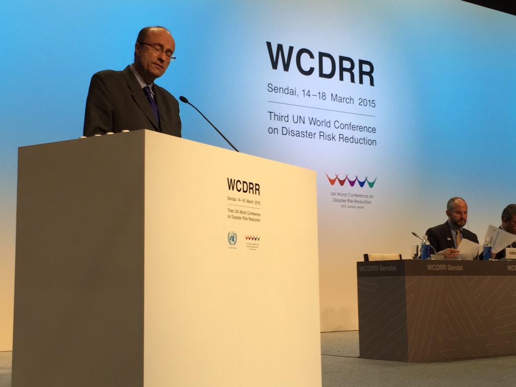 ErlingRimestad's tweet photo. State Scy Brattskar addressing Conf on Disaster Risk Reduction. #Sendai #WCDRR #ActionOnDisasters @NorwayInGeneva http://t.co/I22AW3B3Oz