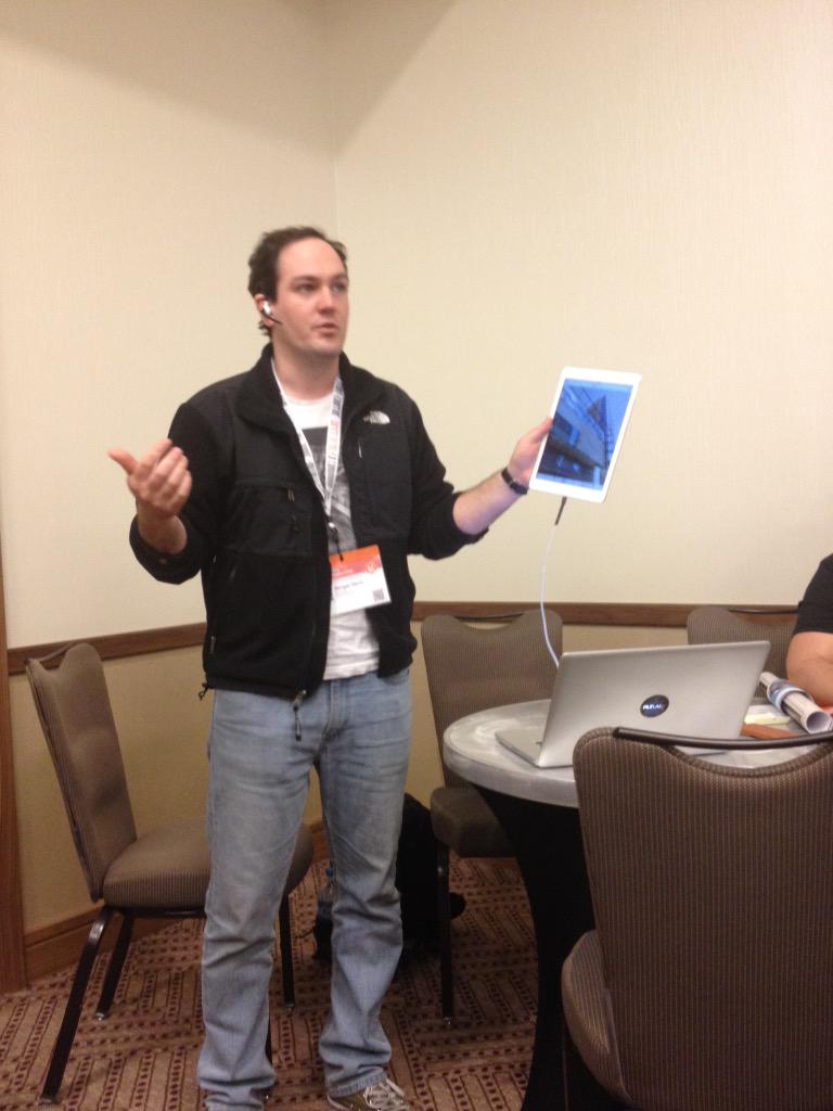 TechBreakfast's tweet photo. The folks from @plantronics demoing prototype technology at the @TechBreakfast official #SXSW15 #PLTLabs http://t.co/q0nnQNeB7I