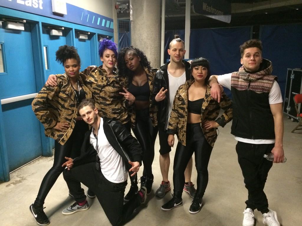 Sheri_Block's tweet image. It's almost show time! Dancers for @Kiesza get ready backstage #JUNOS