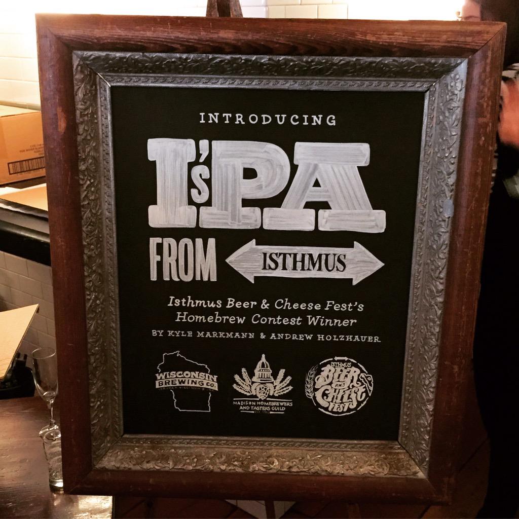 isthmus's tweet photo. The Isthmus IPA by @WisBrewingCo is being sampled at the #macnweek Potluck. http://t.co/J9Qe6AW8Zk