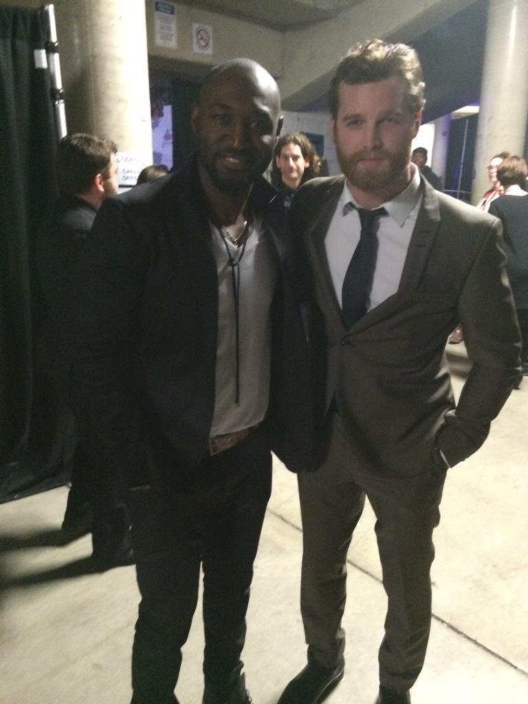 Sheri_Block's tweet image. Stars of Bravo's 19-2 after presenting at the #JUNOS Jared Keeso and Adrian Holmes