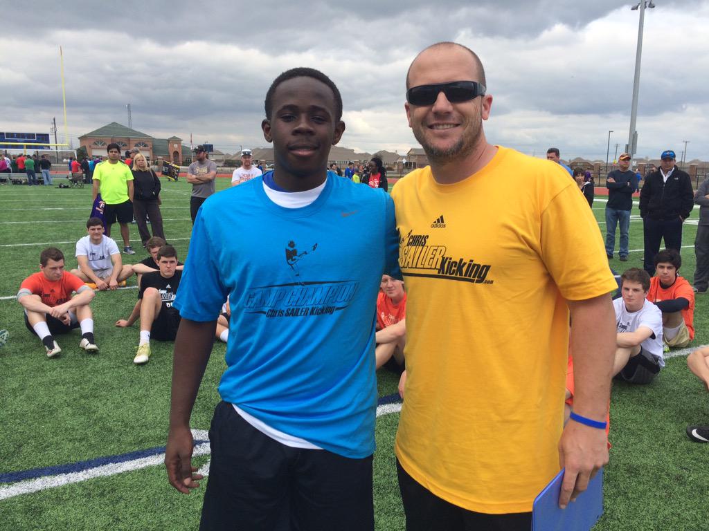 Chris_Sailer's tweet photo. The Champion of the TX Spring Camp is Damon Foncham. Crushed punts. Hit a 55-Yard 5.05. Ready for D1. #TeamSailer http://t.co/nVcuxsNQRl