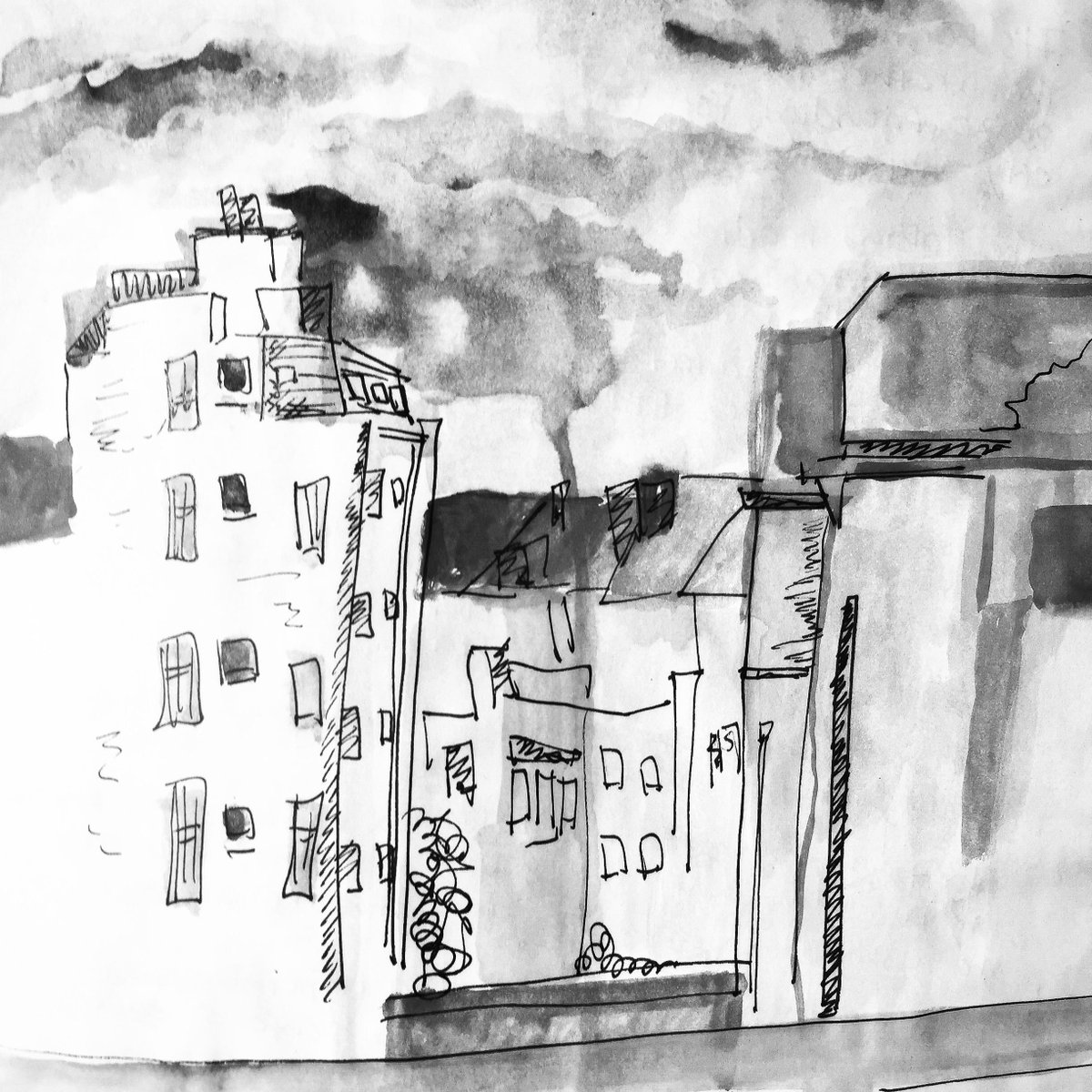 whatsarahsdoing's tweet photo. Memories of the back terrace from last summer. #Brussels #mubxl14 #watercolor http://t.co/y3HgSwJ7AV
