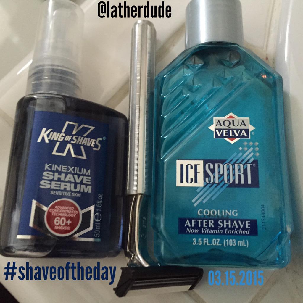 LatherDude's tweet photo. #shaveoftheday, just a quick one:

#kingofshaves shave serum
#aquavelva #aftershave
&amp; grandpa's #gilletteatra #razor http://t.co/BHmElk9PrF