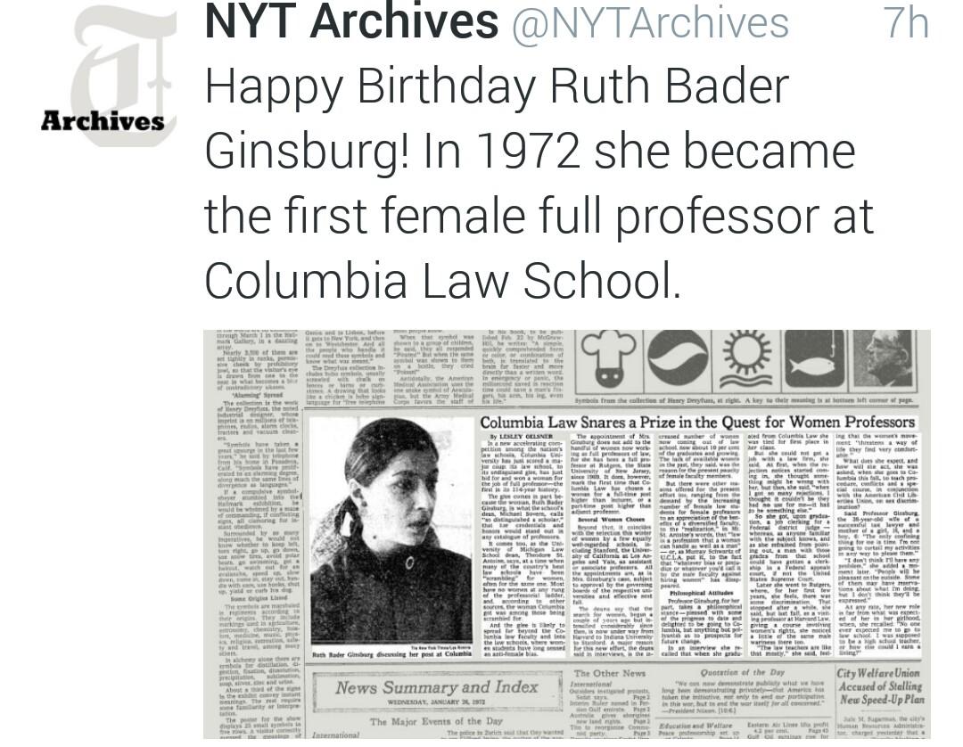 Happy birthday to Ruth Bader Ginsburg!  