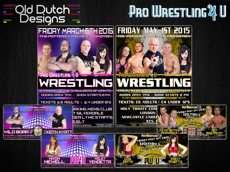 OldDutchDesigns's tweet photo. Some recent work we have designed for our friends @ProWrestling4U #ShowPosters #MatchGraphics http://t.co/gQRYFah0la