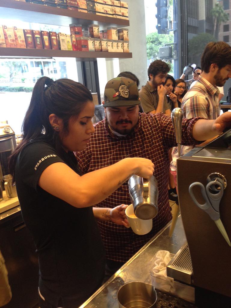 RobertTorrey's tweet photo. Adri was pumped to pour her first heart #learninglatteart http://t.co/vQs8g8X4VQ