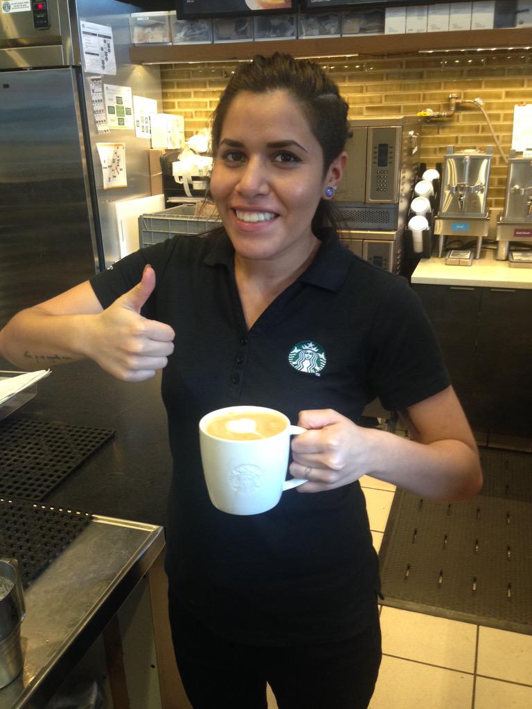 RobertTorrey's tweet photo. Adri was pumped to pour her first heart #learninglatteart http://t.co/vQs8g8X4VQ